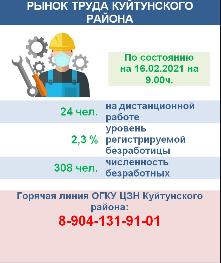 Рынок труда Куйтунского района на 16 февраля 2021 года