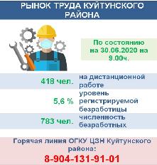 Рынок труда Куйтунского района на 30.06.2020